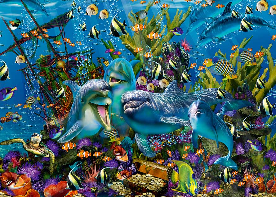 Puzzle Alipson Barco del Tesoro de los Delfines de 1000 Piezas