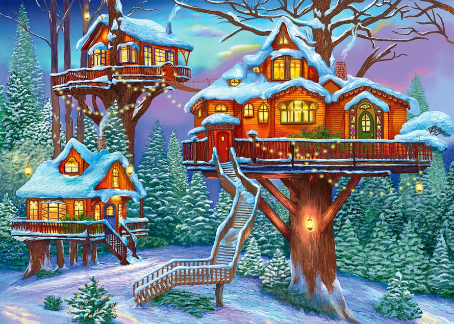 Puzzle Alipson Casa del Árbol en Invierno de 500 Piezas