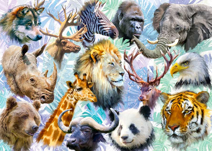 Puzzle Alipson Collage de Cabezas de Animales de 500 Piezas