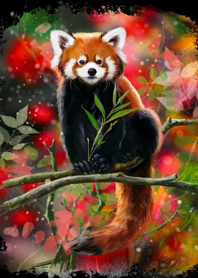 Puzzle Alipson Panda Rojo Sentado en Rama de 1000 Piezas