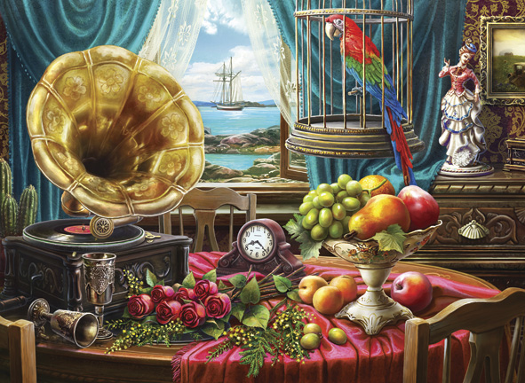 Puzzle Anatolian Bodegón con Fruta y Gramófono de 1000 Piezas