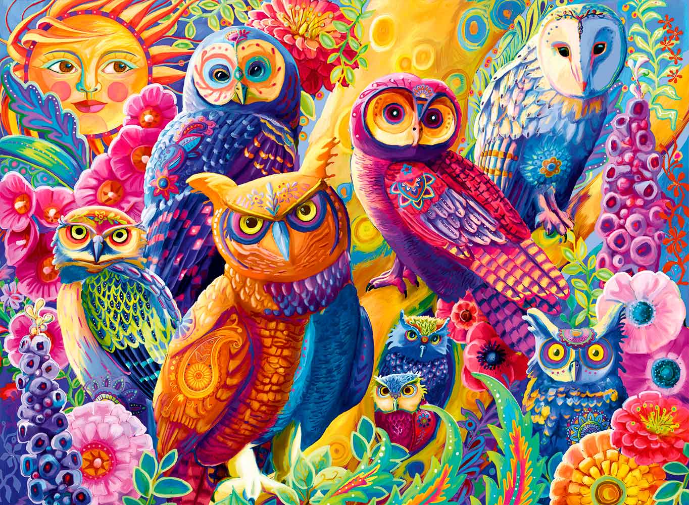 Puzzle Bluebird Búhos Coloridos de 4000 Piezas