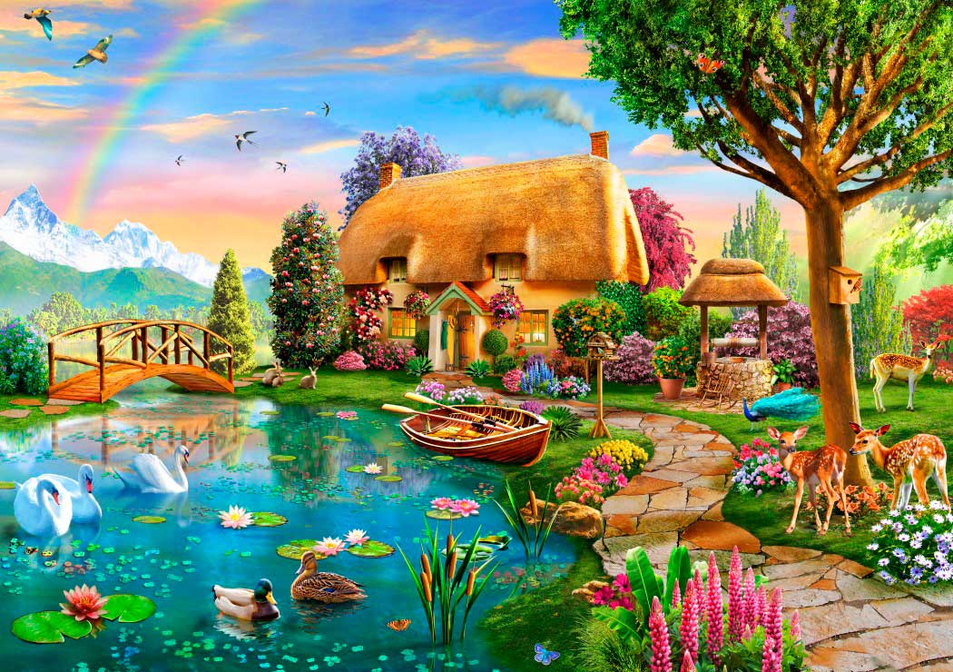 Puzzle Bluebird Cabaña Junto al Lago de 2000 Piezas