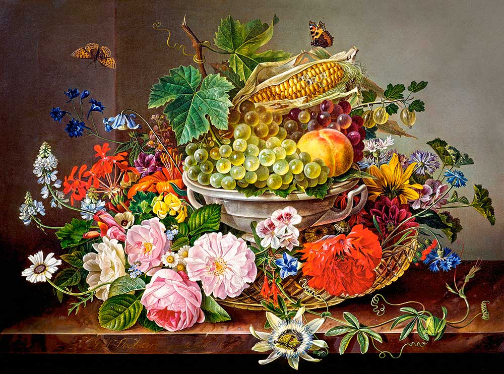 Puzzle Castorland Bodegón con Flores y Canasta de Frutas de 200