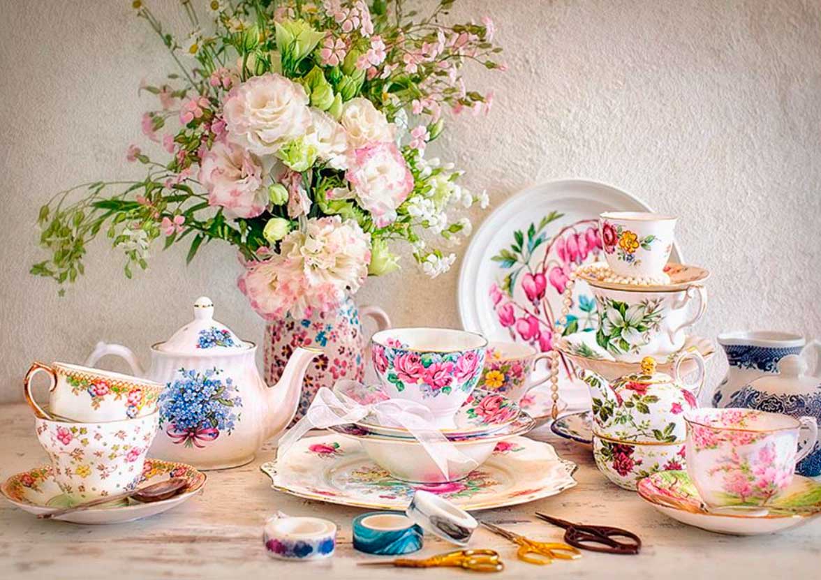 Puzzle Castorland Bodegón con Porcelana y Flores de 500 Piezas