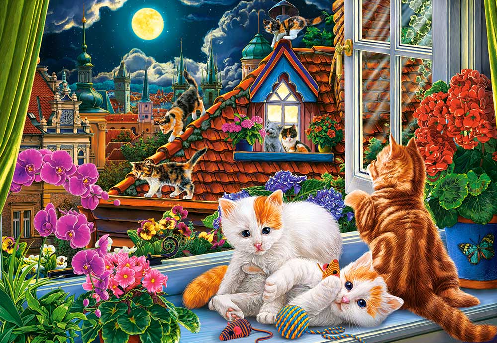 Puzzle Castorland Gatitos en el Tejado de 1500 Piezas