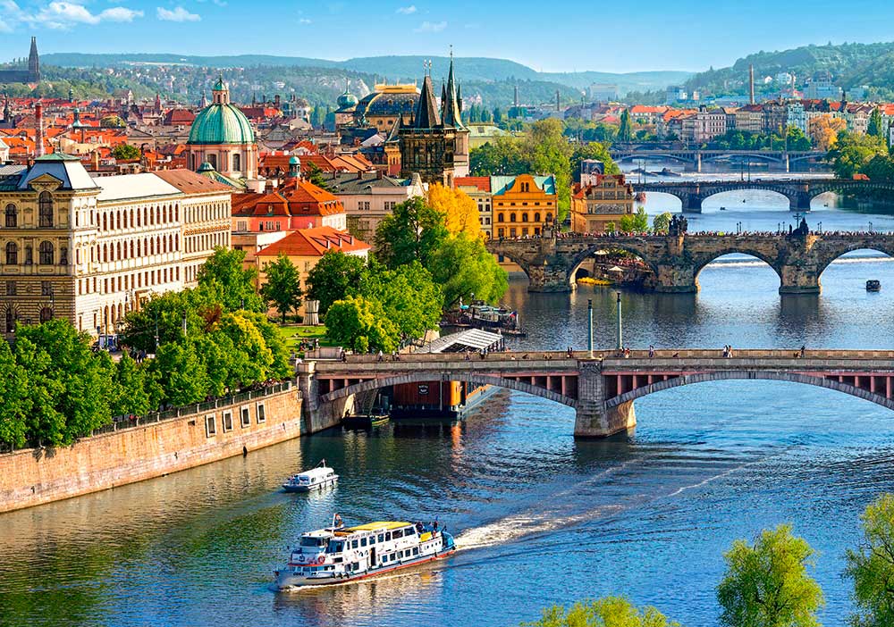 Puzzle Castorland Vista de los Puentes en Praga de 500 Piezas