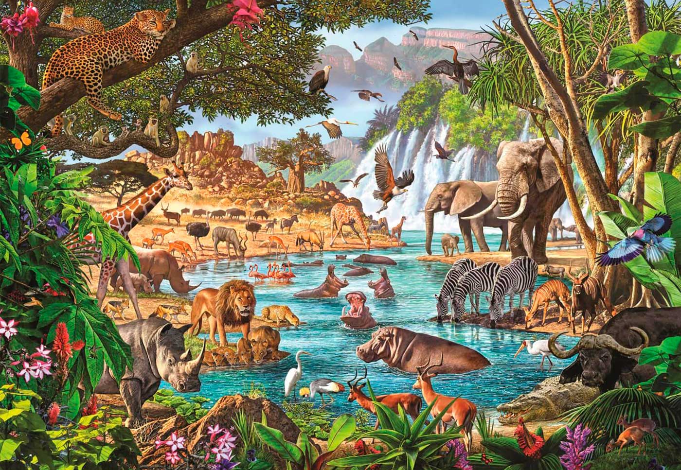 Puzzle Clementoni Abrevadero Africano de 3000 Piezas