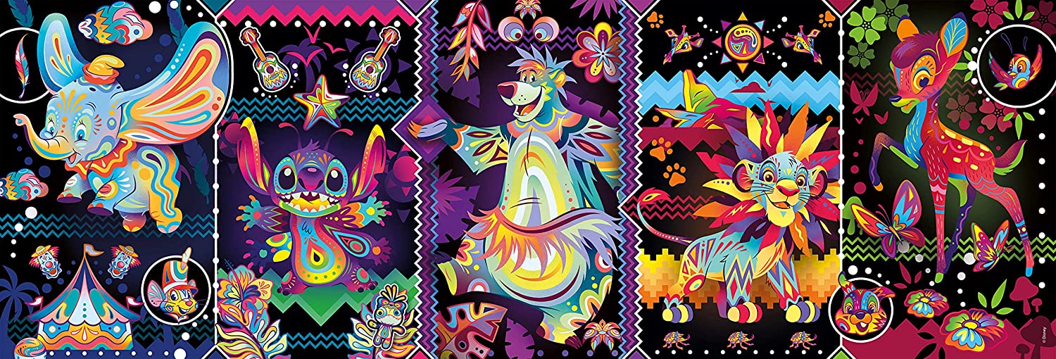 Puzzle  Clementoni Panorama Animales Coloridos Disney 1000 Pzas