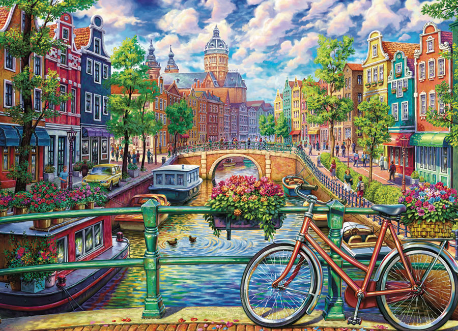 Puzzle Cobble Hill Canal de Ámsterdam de 1000 Piezas