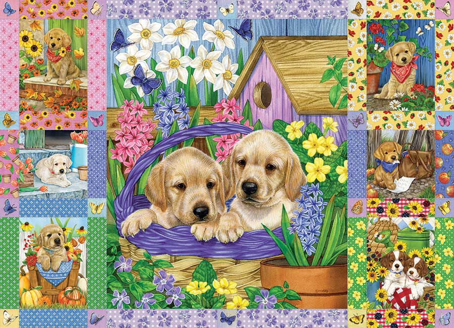 Puzzle Cobble Hill Colcha de Cachorros y Ramos de 1000 Piezas