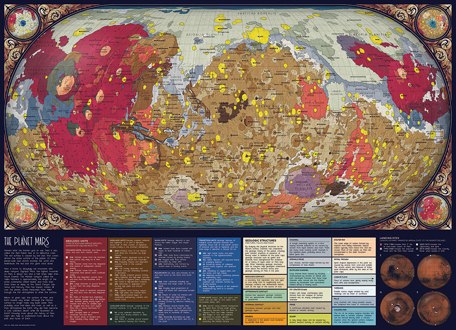 Puzzle Cobble Hill Mapa de Marte de 1000 Piezas