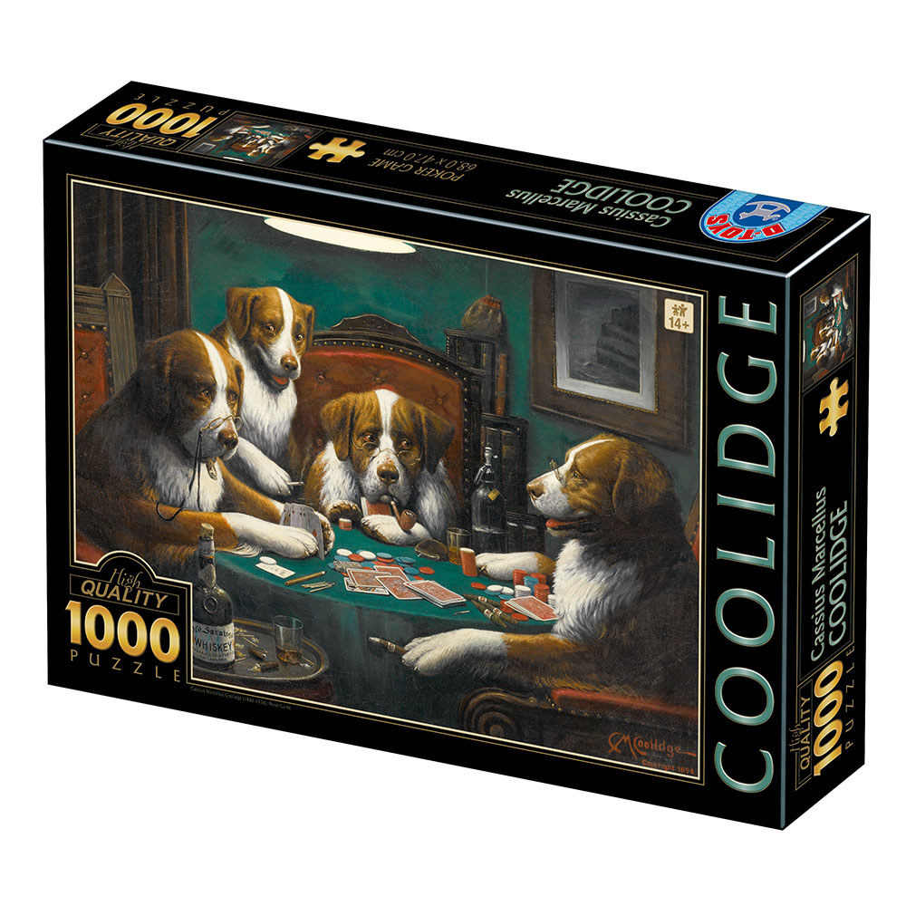 Puzzle D-Toys Perros Jugando al Póker de 1000 Piezas