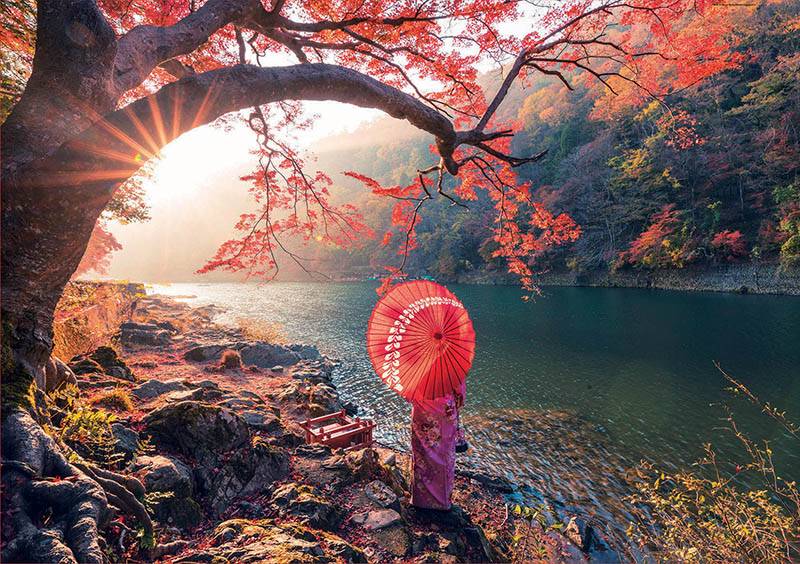 Puzzle Educa Amanecer en el Rio Katsura , Japón 1000 Piezas