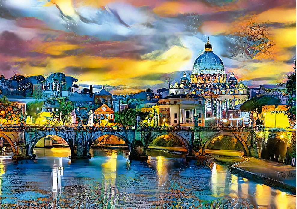 Puzzle Educa Basílica de San Pedro y Puente San Angelo de 1500P