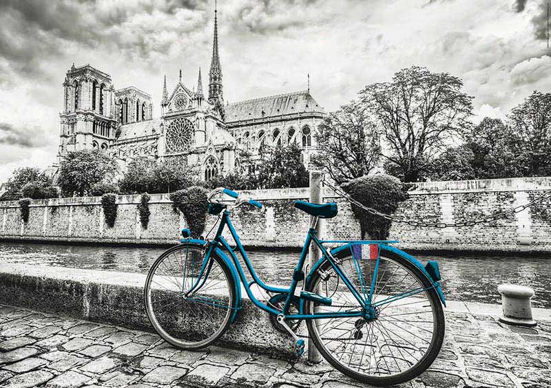 Puzzle Educa Bicicleta cerca de Notre Dame de 500 Piezas