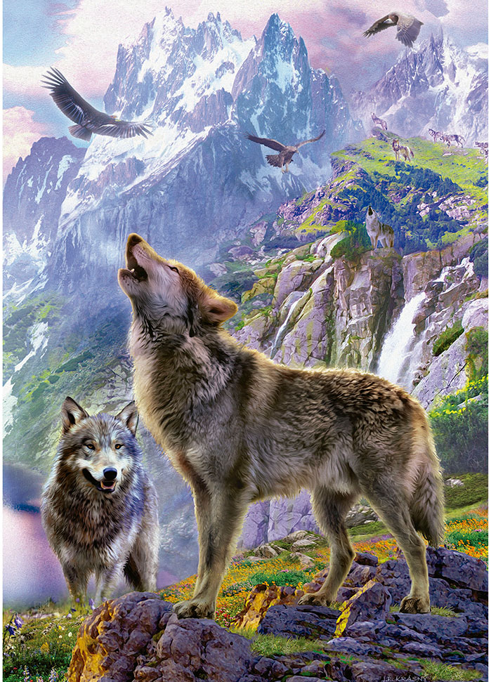 Puzzle Educa Lobos en las Rocas de 500 Piezas
