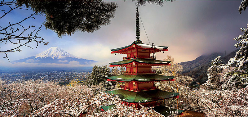 Puzzle Educa Monte Fuji y Pagoda Chureito, Japón de 3000 Piezas