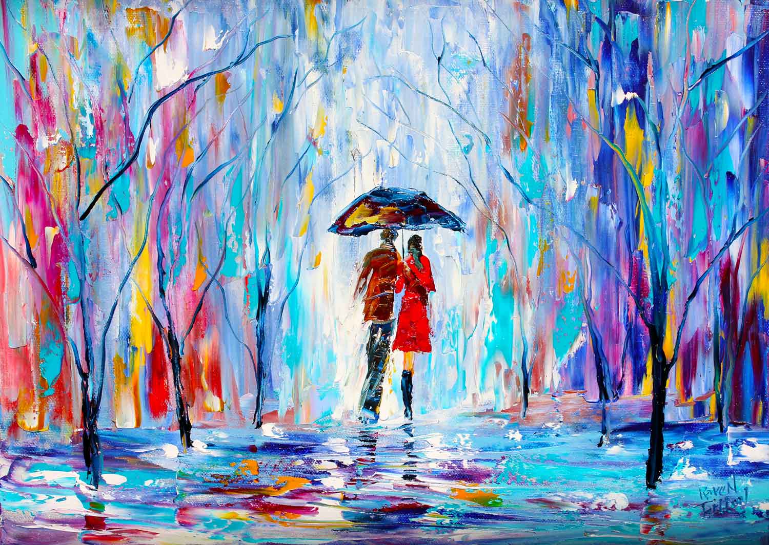 Puzzle Enjoy Amor Bajo la Lluvia de 1000 Piezas