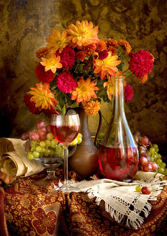 Puzzle Enjoy Dalias y Vino de 1000 Pzs