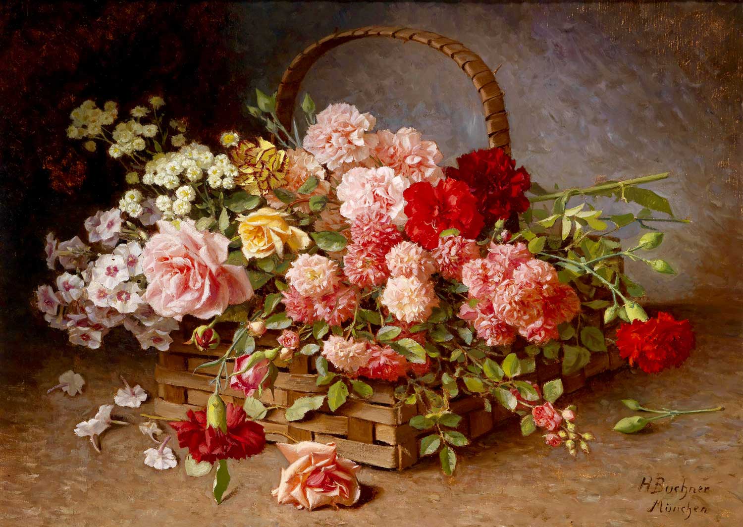 Puzzle Enjoy Una canasta de Rosas y Claveles de 1000 Pzs