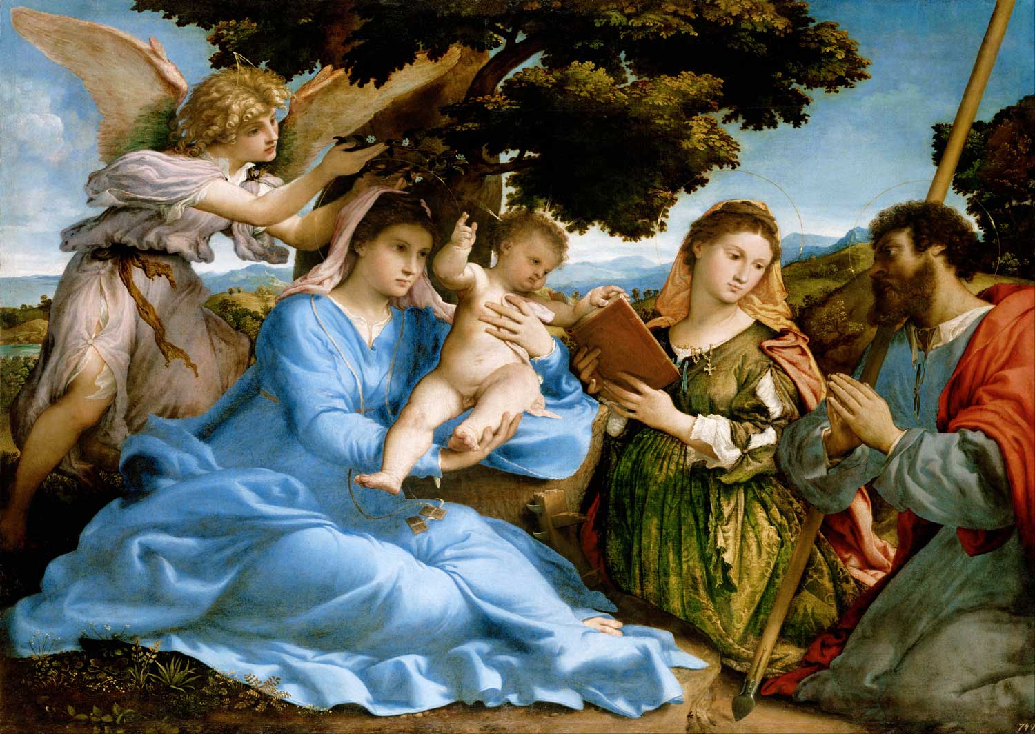 Puzzle Enjoy Virgen y el Niño con los Santos de 1000 Pzs