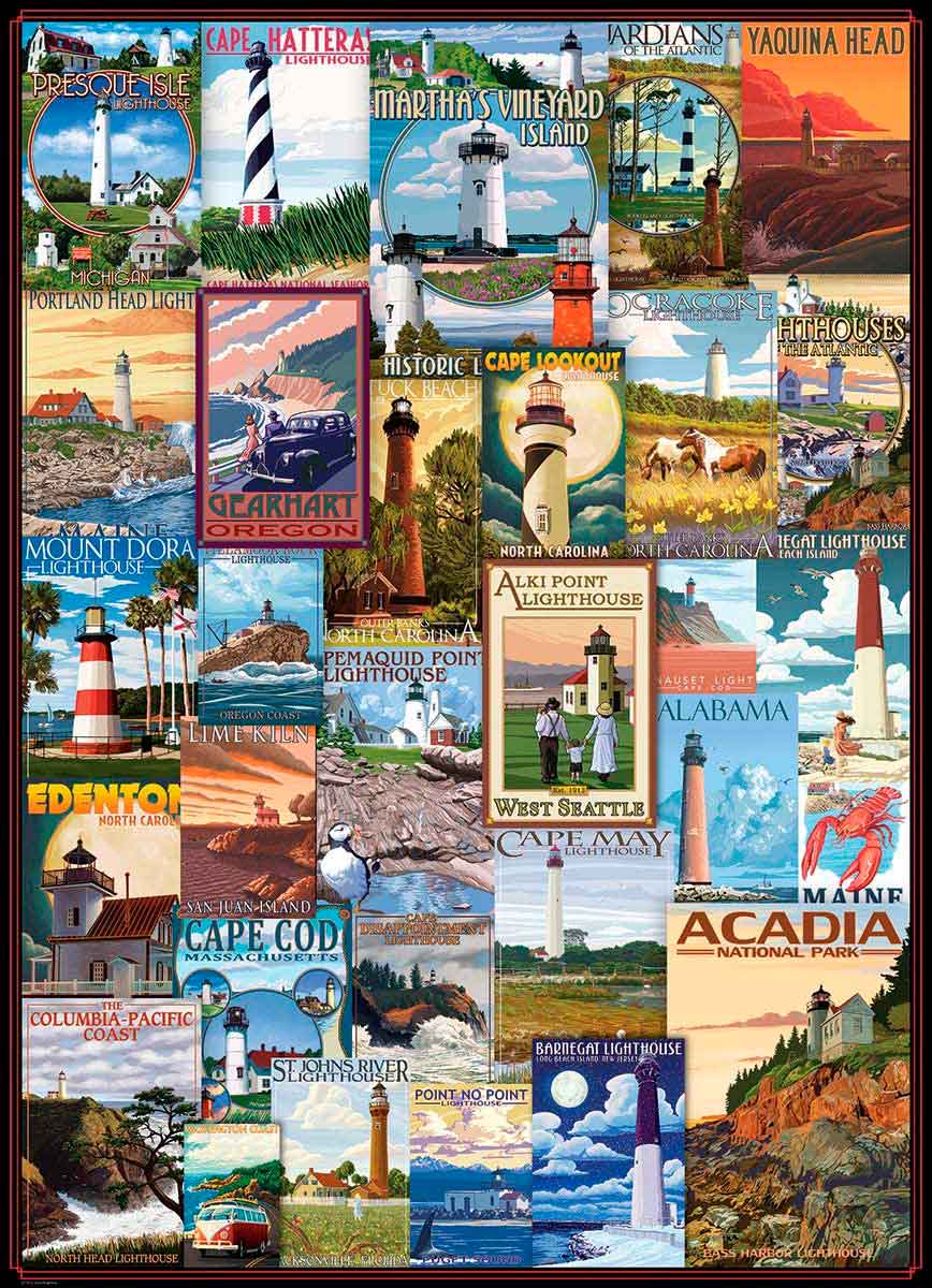 Comprar Puzzle Eurographics Posters Vintage de Faros de 1000 Piezas EUROGRAPHICS60000779