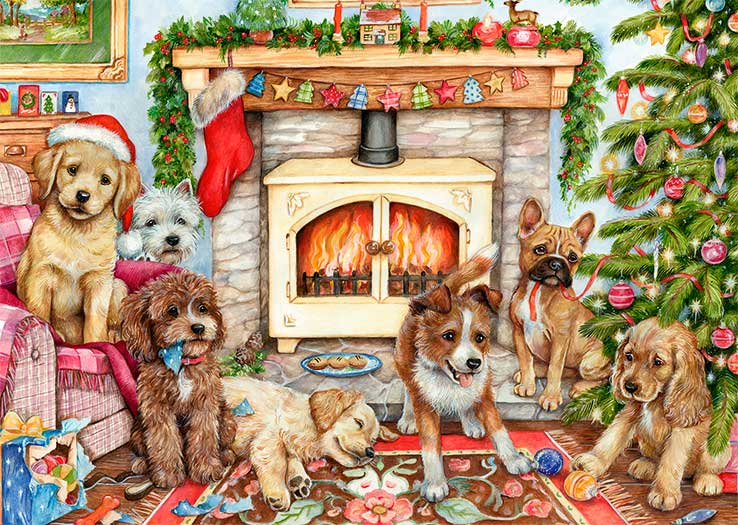 Puzzle Falcon Cachorros de Navidad de 500 Piezas