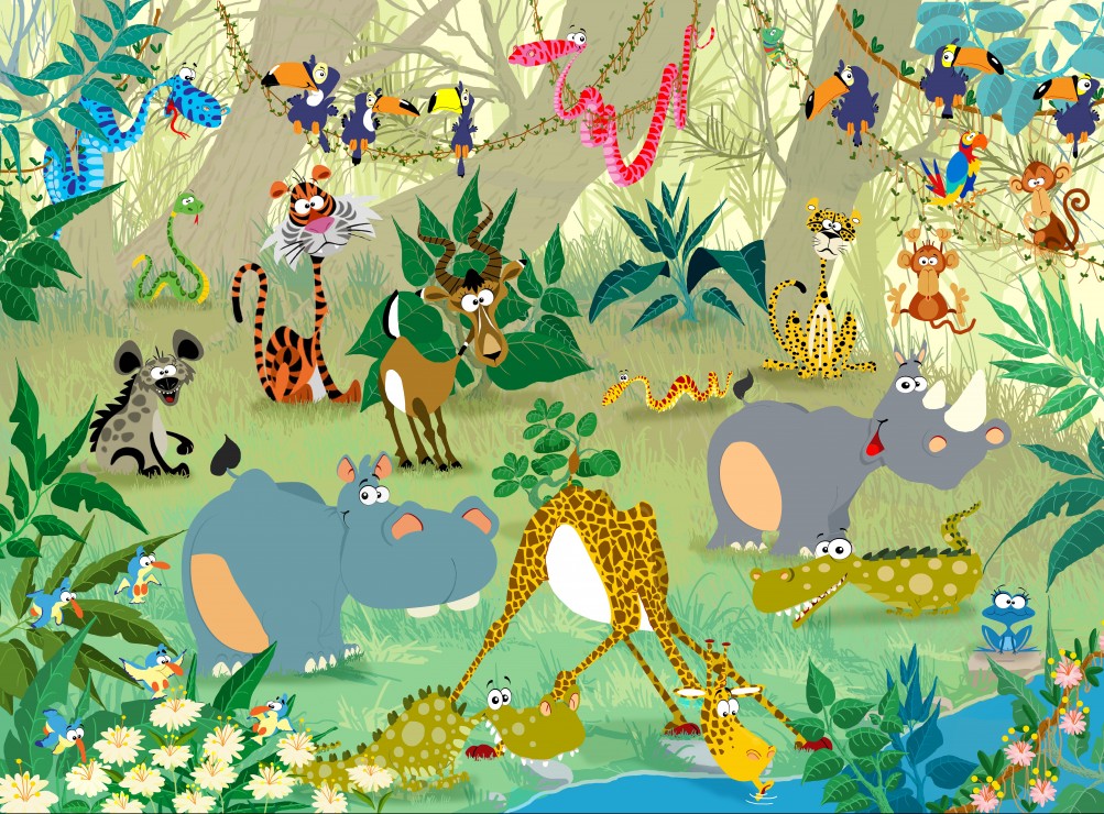 Puzzle Grafika Animales en la Selva de 2000 Piezas