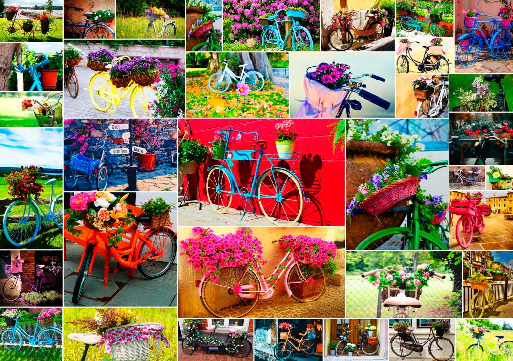 Puzzle Grafika Collage de Bicicletas de 1500 Piezas