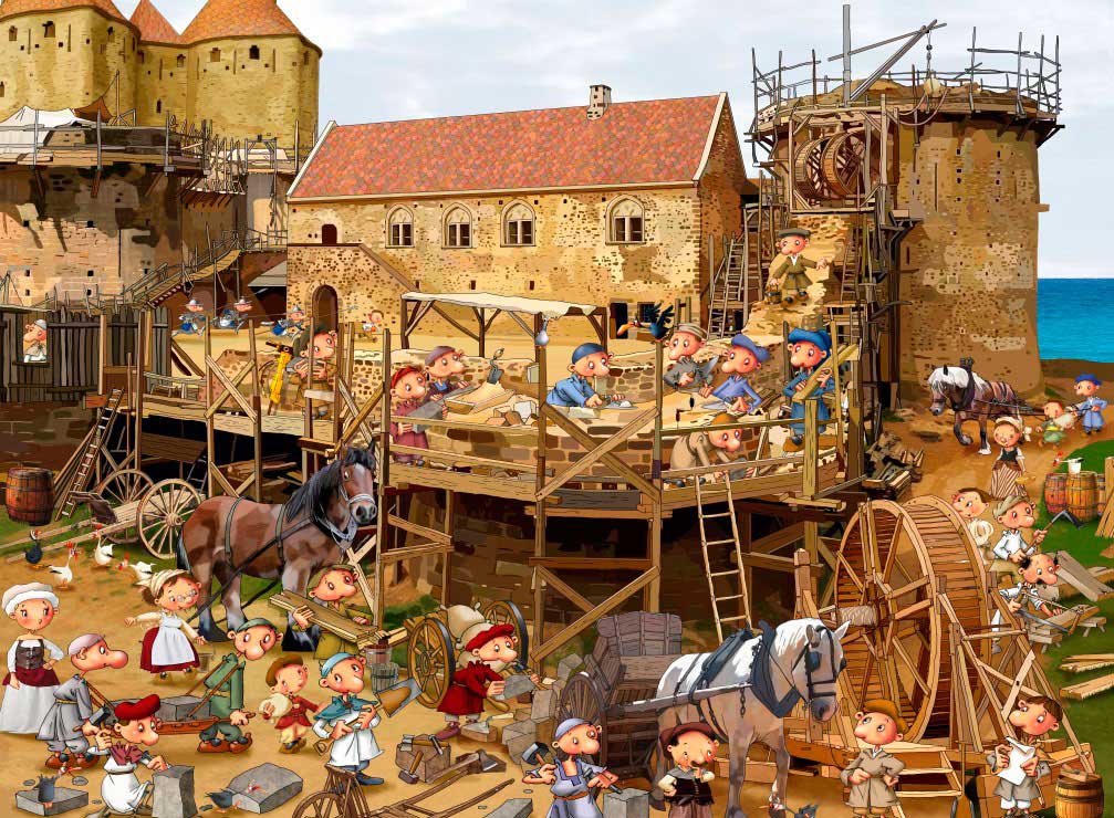 Puzzle Grafika Construyendo el Castillo de 2000 Pzs