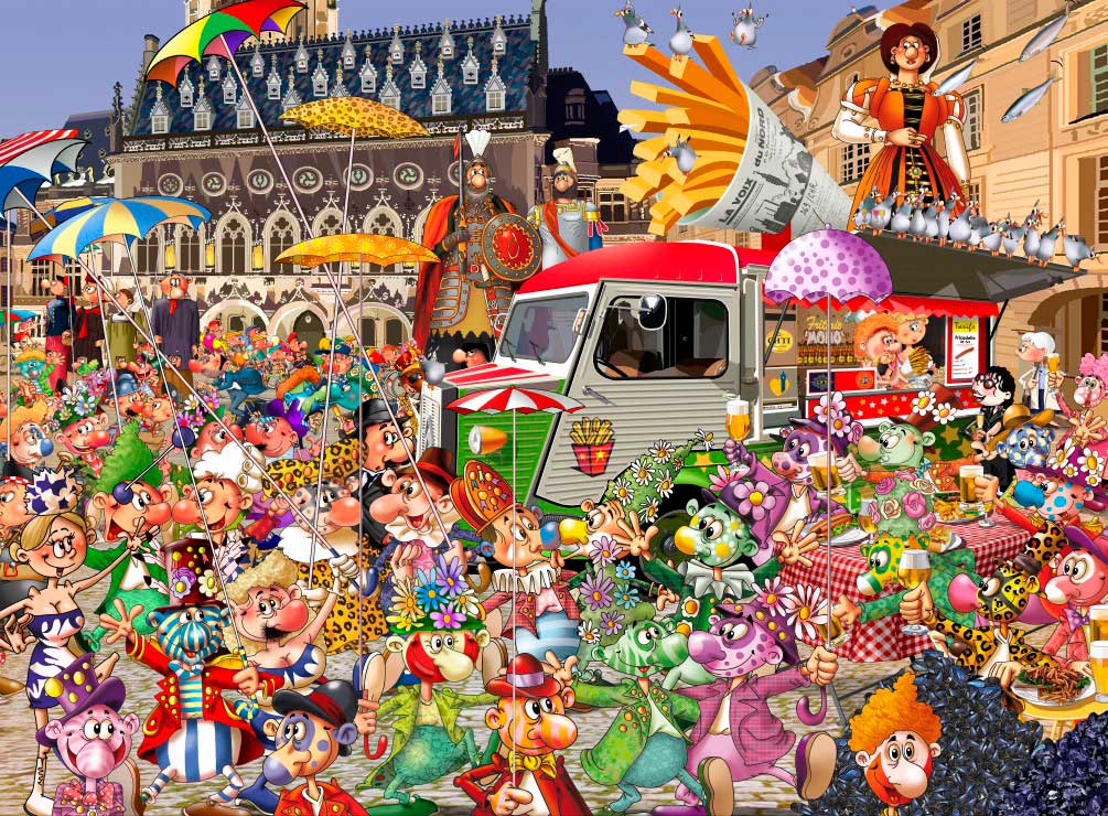 Puzzle Grafika Mercadillo Braderie de Lille de 2000 Piezas