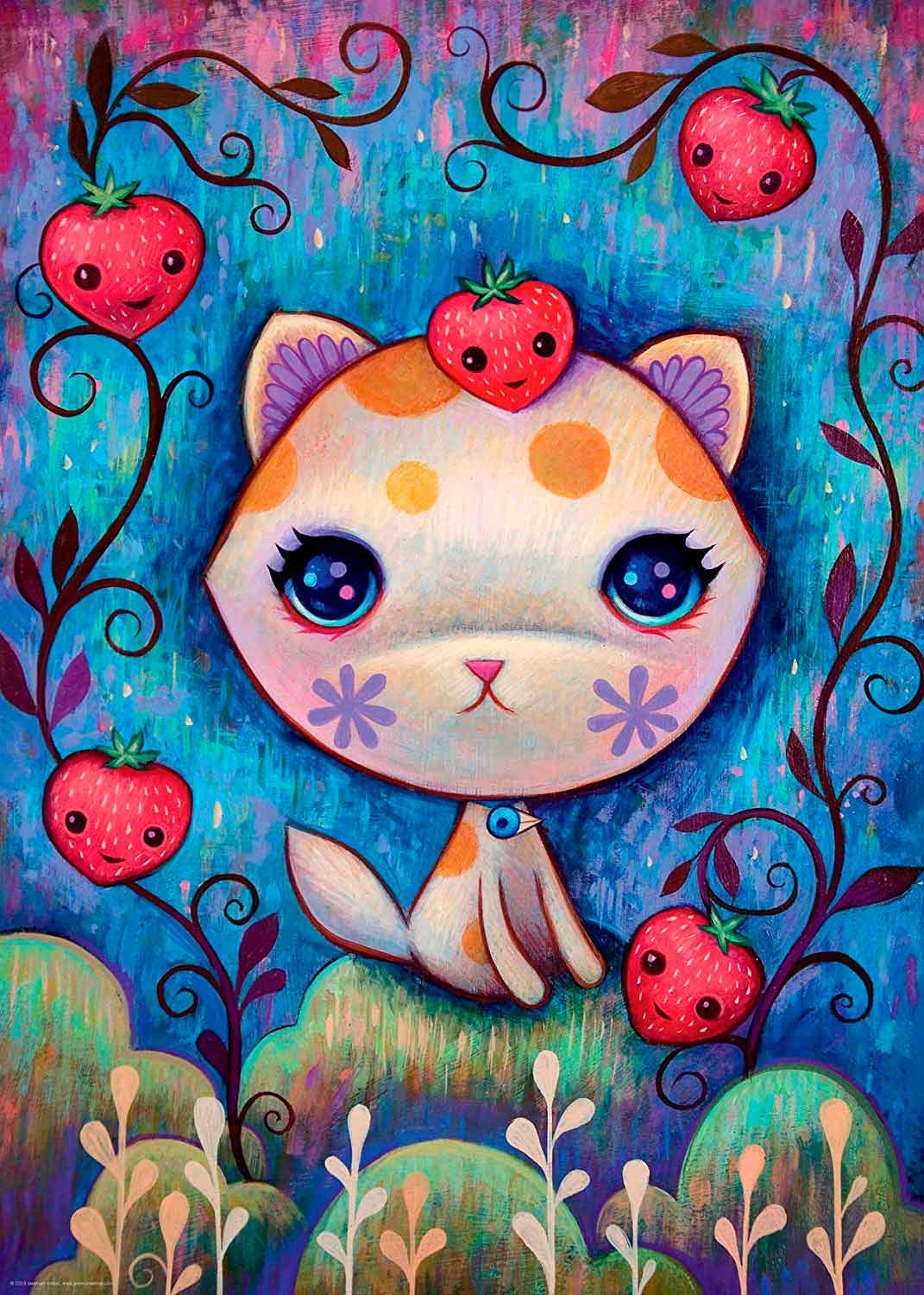 Puzzle Heye Dreaming, Gatito y Fresas de 1000 Piezas