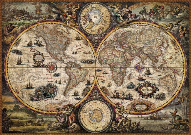 Puzzle Heye Mapa del Mundo, Vintage de 2000 Piezas