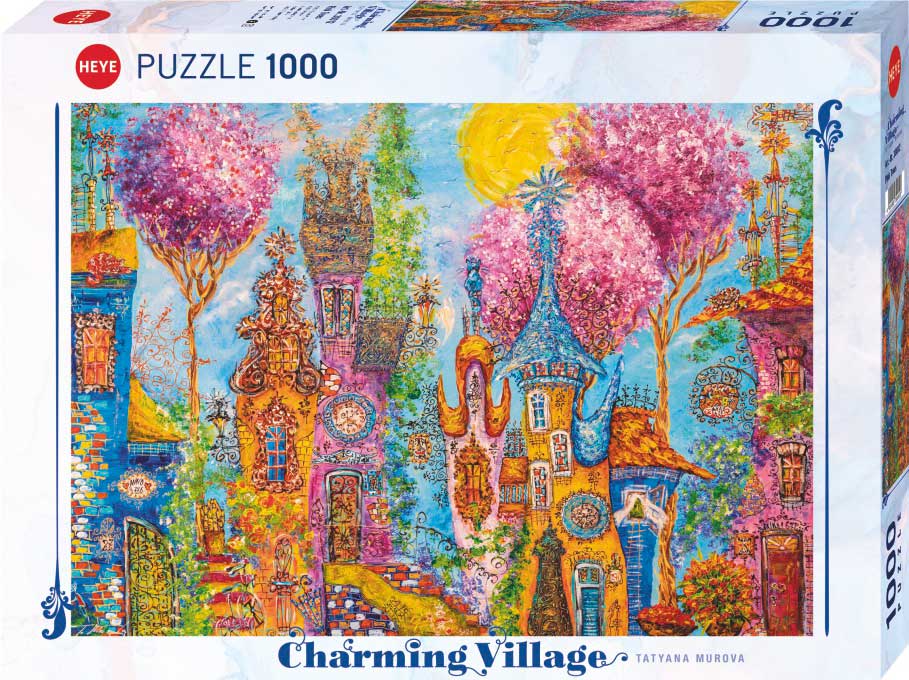 Puzzle Heye Pueblo con Encanto, Arboles Rosados de 1000 Piezas