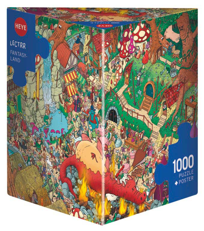 Puzzle Heye Tierra de Fantasía Caja Triangular de 1000 Pzs