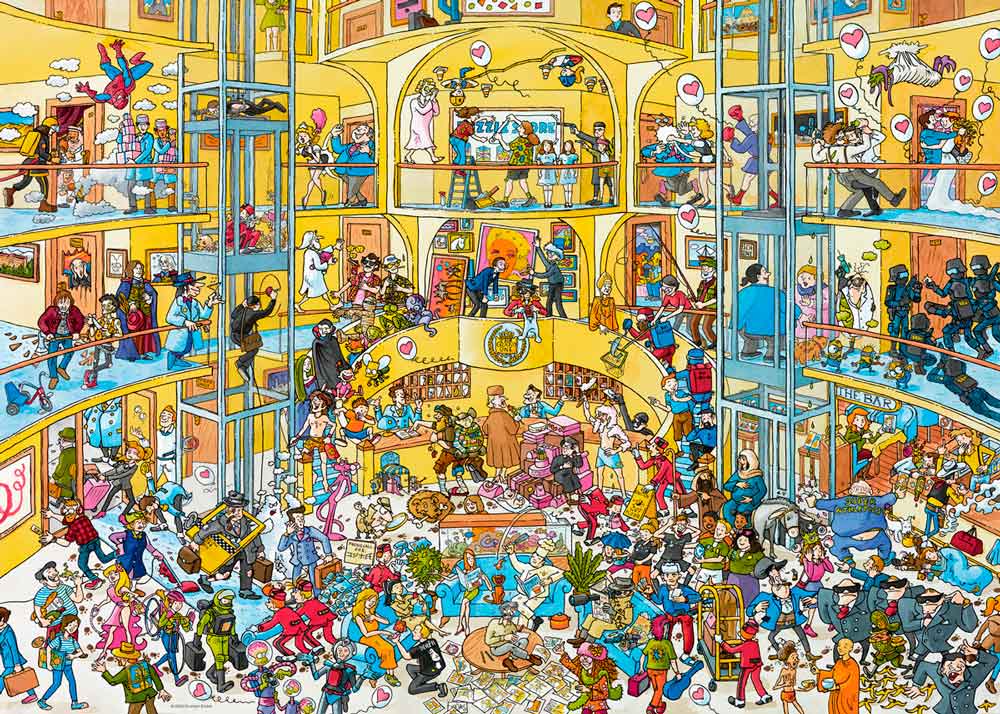 Puzzle Heye Vida en el Hotel, Caja Triangular de 1000 Pzs
