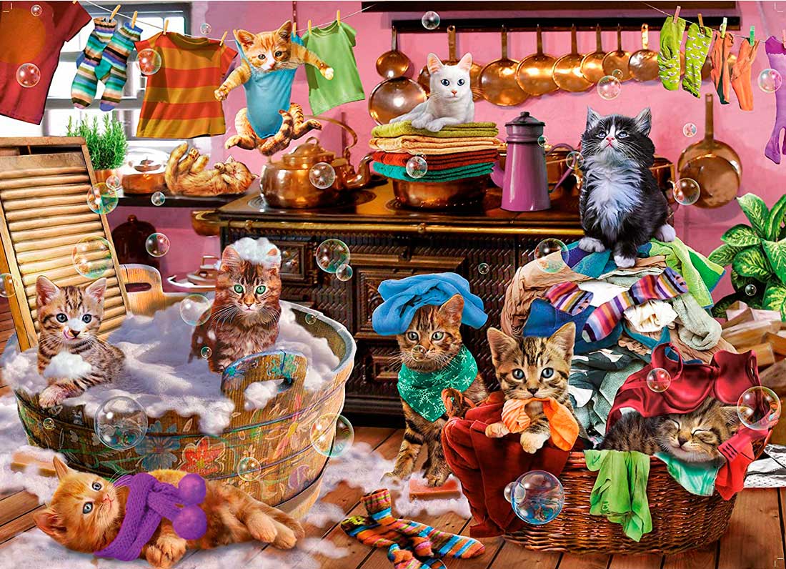 Puzzle King Gatitos en la Cocina de 1000 Piezas