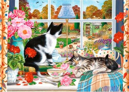 Puzzle Otter House Gatos Mirando por la Ventana de 1000 Piezas