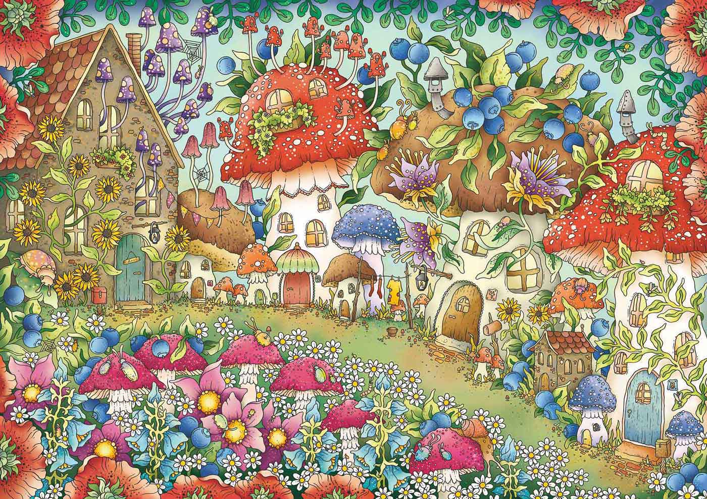 Puzzle Ravensburger Casas de Setas Florales de 1000 Piezas