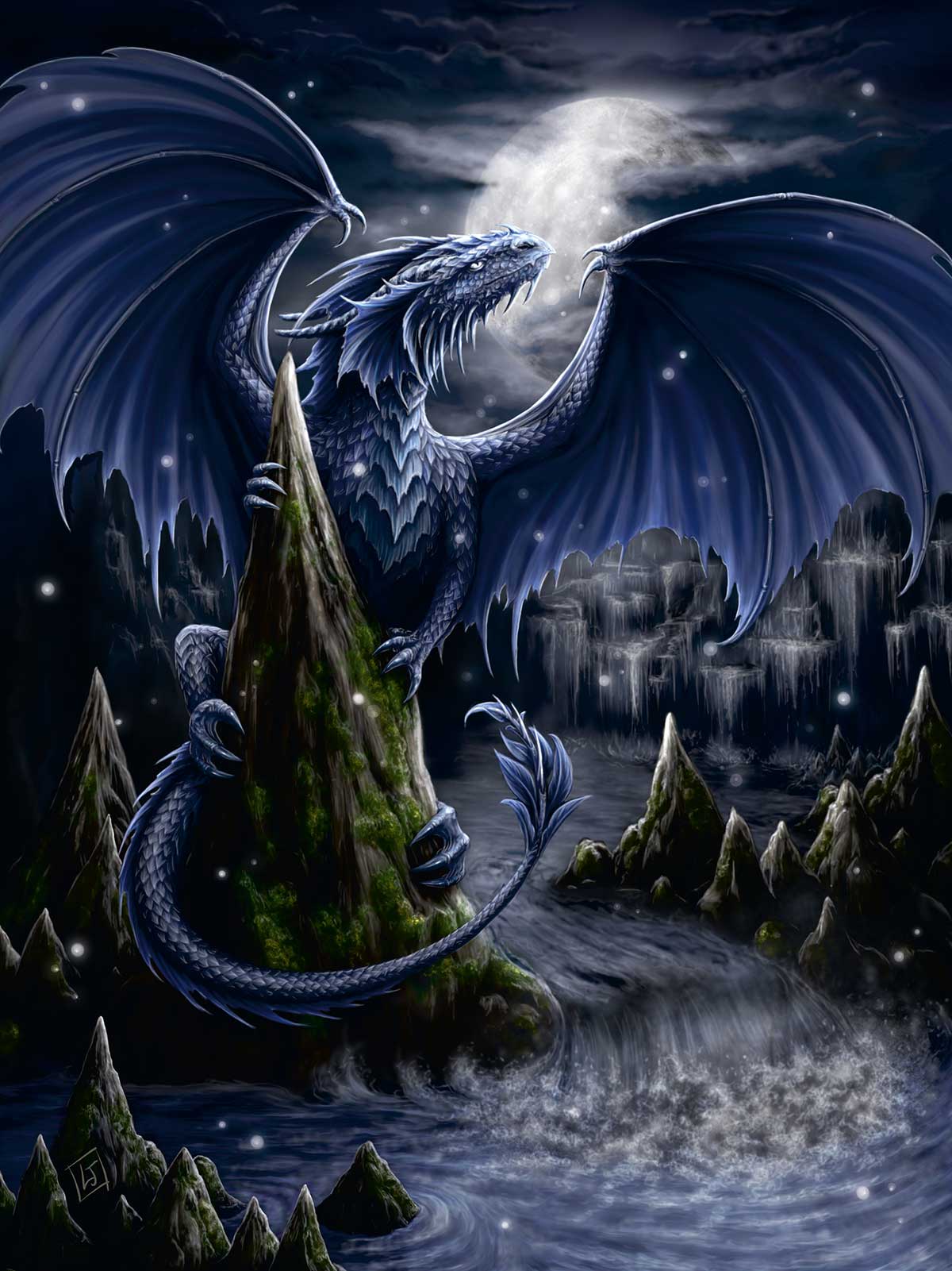 Puzzle Ravensburger El Dragón Azul Oscuro de 1500 Piezas