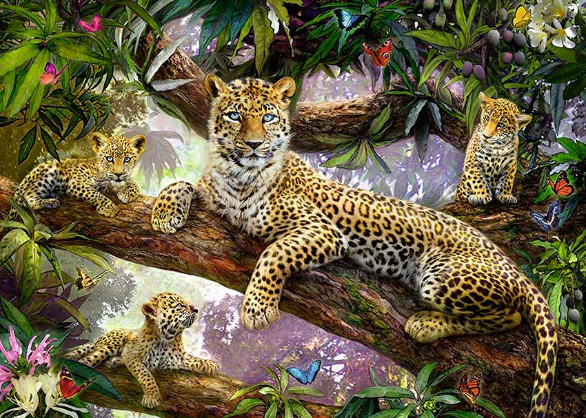 Puzzle Ravensburger Familia de Leopardos de 1000 Piezas