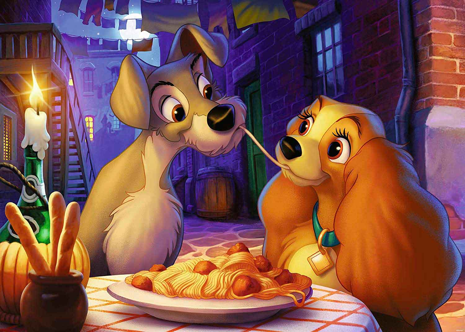 Puzzle Ravensburger La Dama y el Vagabundo 1000 Piezas