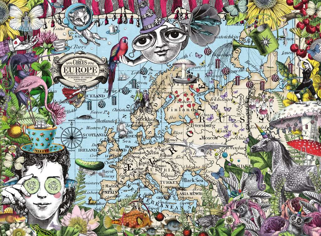 Puzzle Ravensburger Mapa Europeo, Circo Peculiar de 500 Piezas