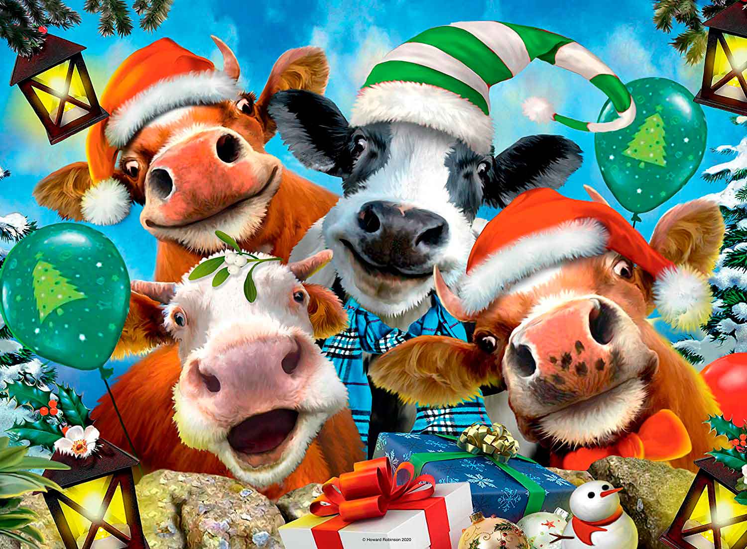 Puzzle Ravensburger Selfie de Vacas Feliz Navidad 500 Piezas