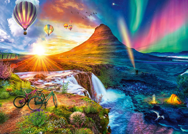 Puzzle Schmidt Islandia, Día y Noche de 1000 Piezas