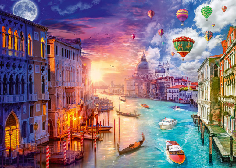 Puzzle Schmidt Venecia, Día y Noche de 1000 Piezas