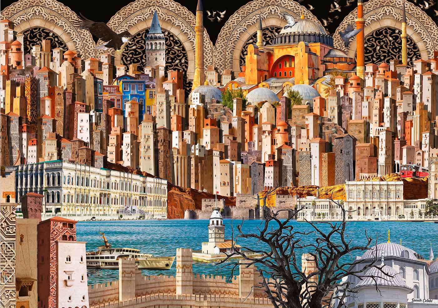 Puzzle Star Collage de Estambul de 2000 Piezas