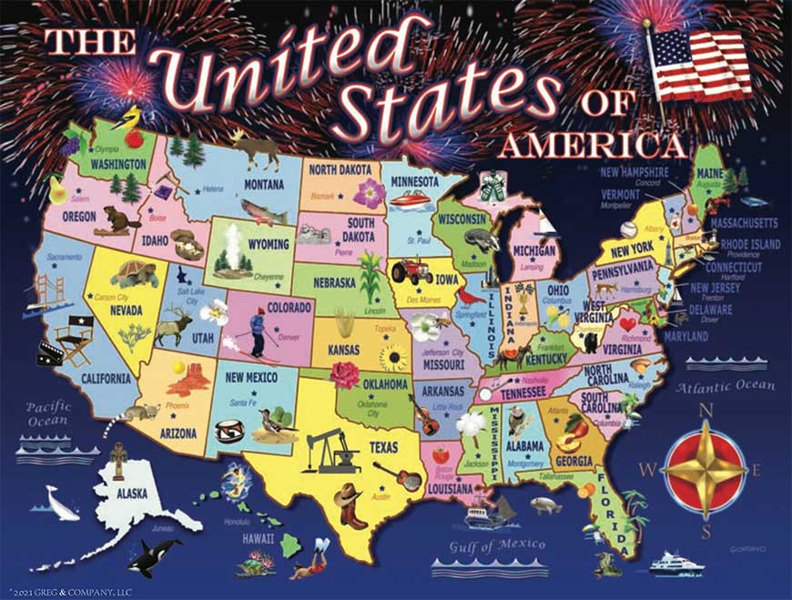 Puzzle SunsOut Mapa de Estados Unidos de 1000 Piezas