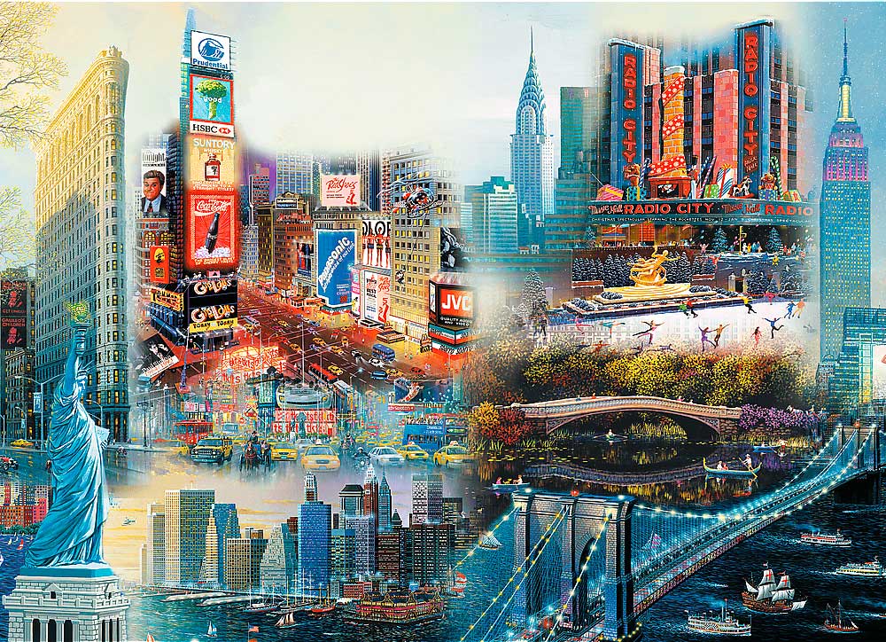 Puzzle Trefl Madera Collage de Nueva York de 1000 Piezas